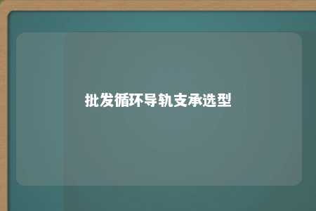 批发循环导轨支承选型 